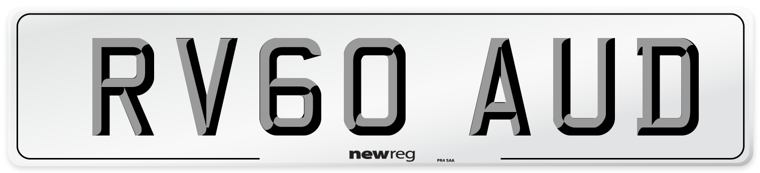RV60 AUD Number Plate from New Reg
